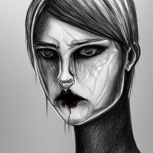 Image similar to an expressionless, dead look that emits nothing but numbness, male, dark aesthetic, realistic drawing