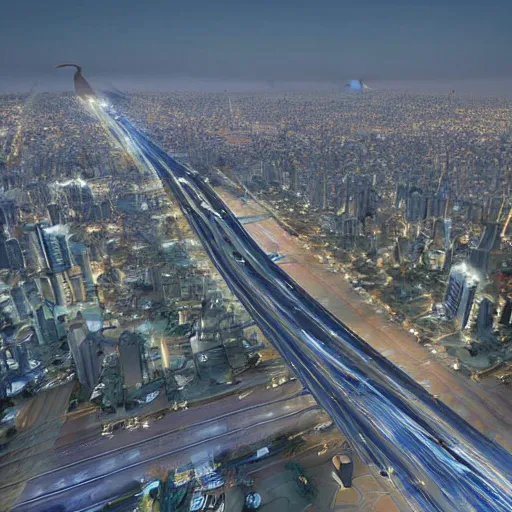 Image similar to Tehran in 2050, modern and beautiful, the most amazing city of the future, photorealistic, unreal engine, hyperdetails