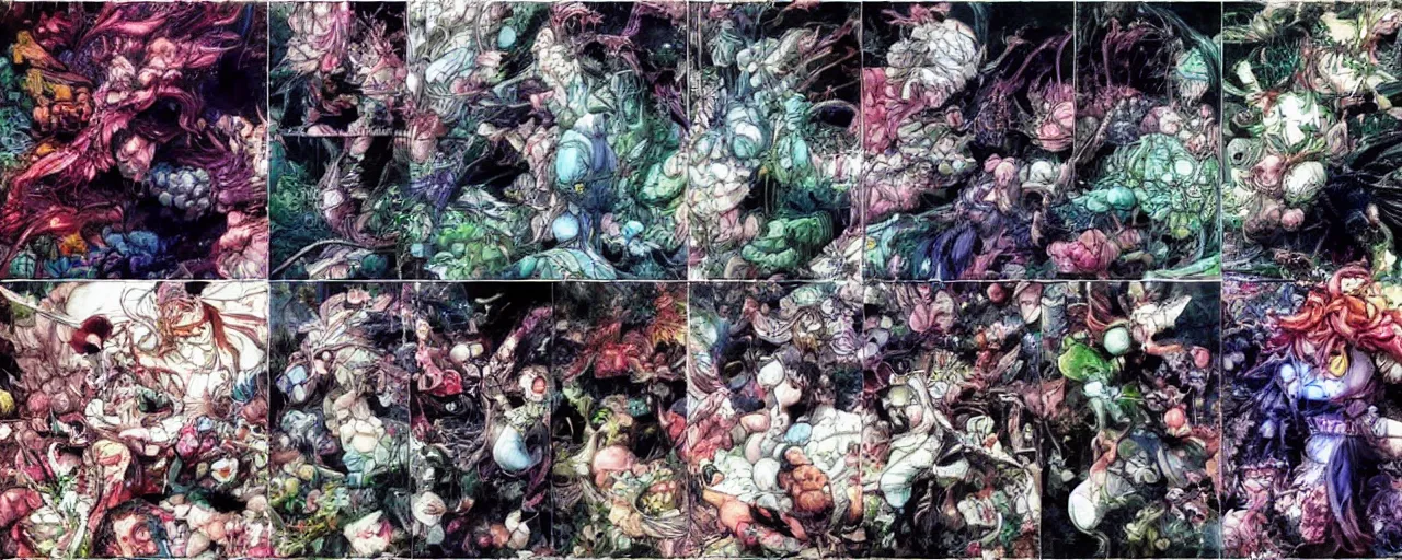 Image similar to yoshitaka amano color palette