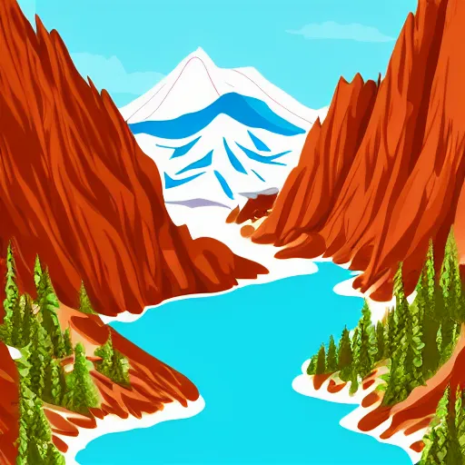 Image similar to mountain water illustration vector digital art trending on artstation w 6 4 0