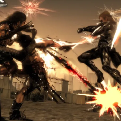 Image similar to Jesus and Judas fighting in Metal Gear Rising