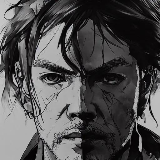 Image similar to cinematic portrait of yor forger, artwork by yoji shinkawa, illustration, black and white, concept art, intricate details, trending on artstation