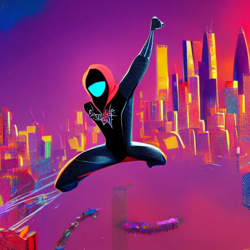Prompt: london in the style of into the spiderverse, digital art, 8 k,