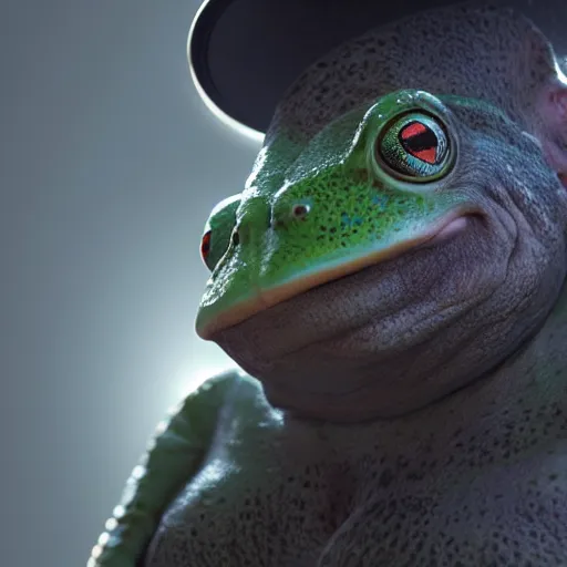 Image similar to hyperrealistic dslr film still of info wars alex jones disguised as ( ( frog ) ), stunning 8 k octane comprehensive 3 d render, inspired by istvan sandorfi & greg rutkowski & unreal engine, perfect symmetry, dim volumetric cinematic lighting, extremely hyper - detailed, extremely lifelike attributes & lifelike texture, intricate, masterpiece, artstation, stunning