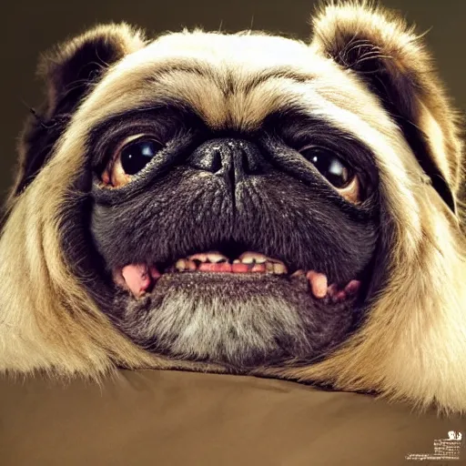 Image similar to an ewok that looks like a pug, national geographic photography