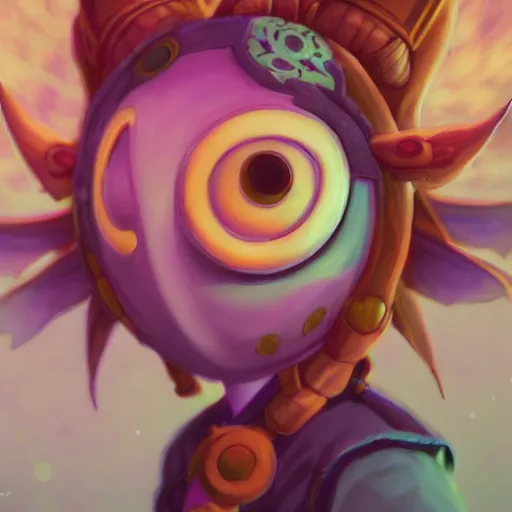 Prompt: a portrait of cinematic still of majora's mask, art by lois van baarle and loish and ross tran and rossdraws and sam yang and samdoesarts and artgerm and saruei and disney, digital art, highly detailed, intricate, sharp focus, trending on artstation hq, deviantart, unreal engine 5, 4 k uhd image