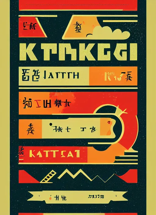 Image similar to poster design with bright and colorful vintage typographic Japanese katakana, layout design, illustrator vector graphics