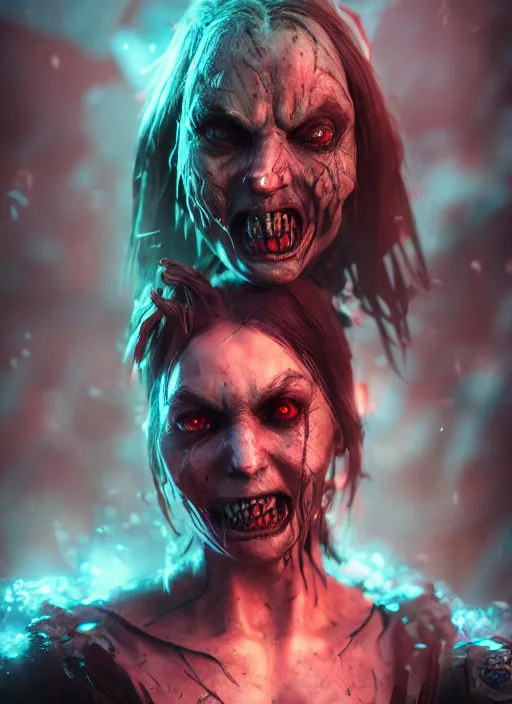 Image similar to An epic fantasy comic book style portrait painting of frightening horror creatures, Unreal 5, DAZ, hyperrealistic, octane render, cosplay, RPG portrait, dynamic lighting