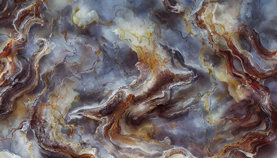 Prompt: kent williams plume agate aquatic horror shape diablo canyon rendered extremely detailed