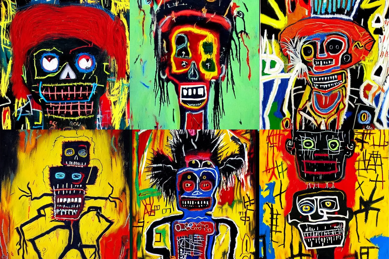 Prompt: extremely highly detailed scary evil terrifying haitian black voodoo dolls paintings by Jean-Michel Basquiat 4k insanely detailed and intricate, super detailed, 4k HDR high quality