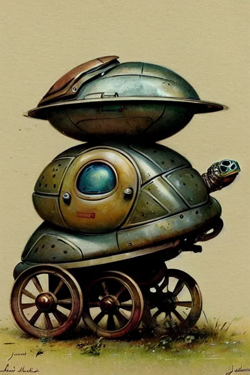 Image similar to ( ( ( ( ( 1 9 5 0 s retro future android robot fat robot turtle wagon. muted colors., ) ) ) ) ) by jean - baptiste monge,!!!!!!!!!!!!!!!!!!!!!!!!!