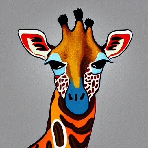 Image similar to “painted giraffe portrait, dotart, album art in the style of James Jean”