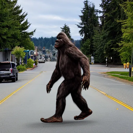 Image similar to bigfoot walking down the street in downtown Bremerton Washington