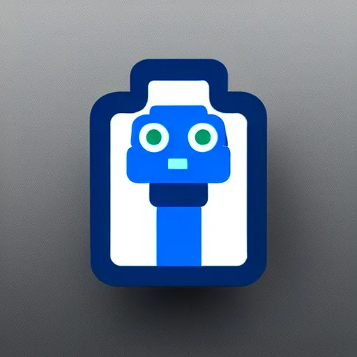 Image similar to a vectorized, 3 d, blue - grey gear, robot icon, depth