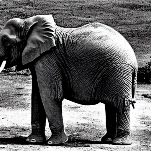 Image similar to an elephant with the chernobyl elephants foot. photograph.