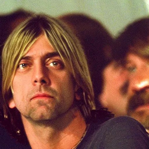 Image similar to kurt cobain watching the foo fighters perforrm