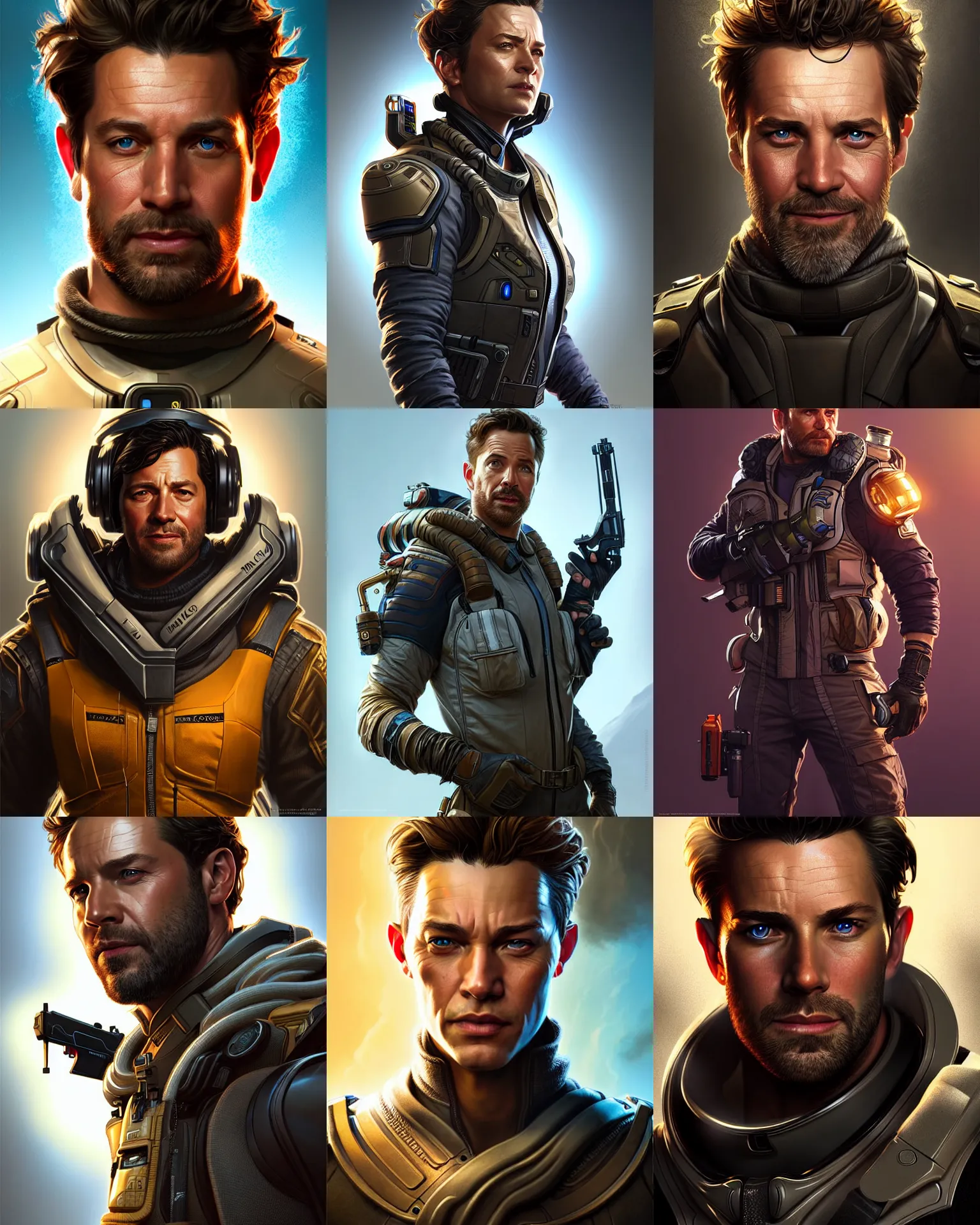 Prompt: hollywood actor as an apex legends character digital illustration portrait design by, mark brooks and brad kunkle detailed, gorgeous lighting, wide angle action dynamic portrait