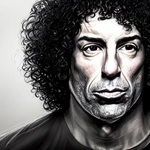 Image similar to Joe Rogan morphing into Howard Stern portrait, intricate, highly detailed, concept art, smooth, sharp focus, illustration, medium shot, mid-shot