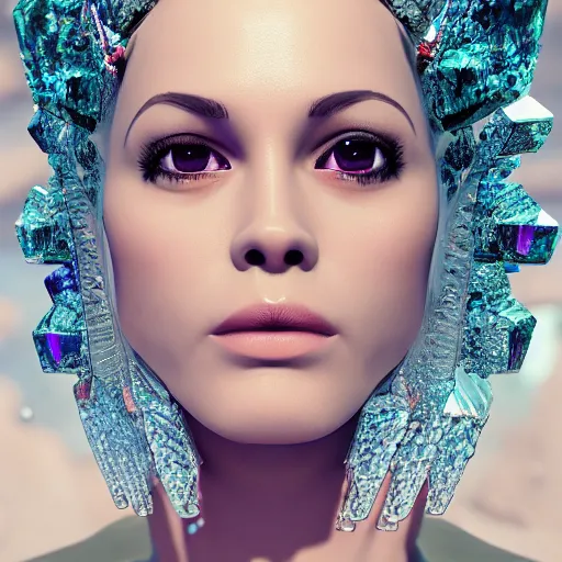 Image similar to queen of crystals, 4 k, intricate, jaw dropping, gorgeous, surreal, octane render