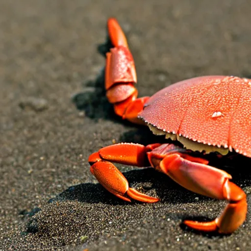 Image similar to A cute smiling crab on the beach, photo