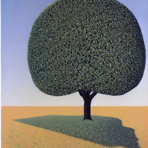 Prompt: the golden tree by René Magritte