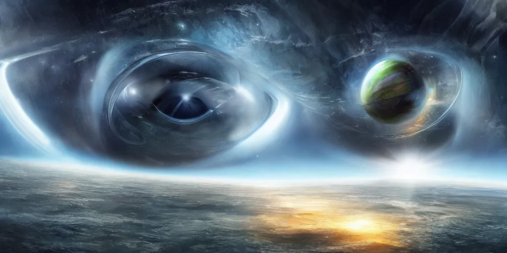 Image similar to a highly accurate vision of planet earth suspended in a tear drop of an unbelievably huge weeping alien being. highly coherent, 4 k, highly detailed. saturated. epic. digital art, concept art, st : tng