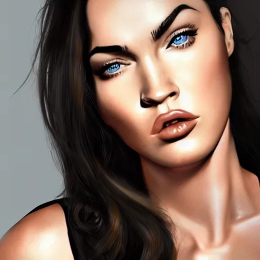 Image similar to megan fox sticking her tongue out, hyperrealistic portrait, photo realistic, poster, artstation, volumetric lighting, digital art, very detailed face, instagram photos