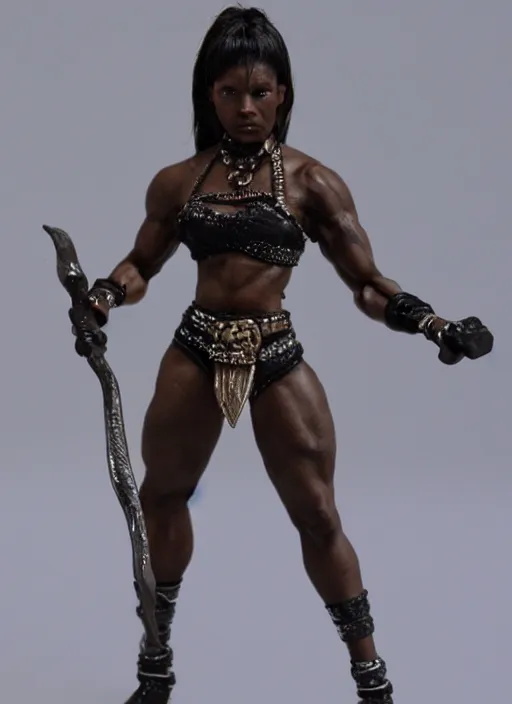 Image similar to Images on the store website, eBay, Full body, Miniature of a muscular black female warrior with club