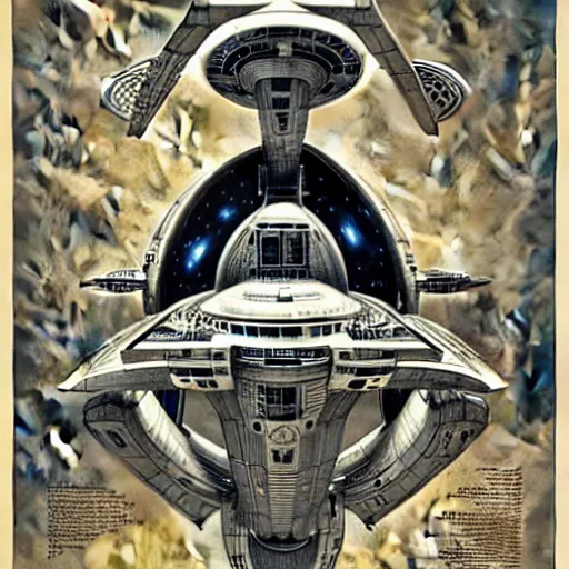 Prompt: design only, symmetry, starship enterprise, by jean - baptiste monge