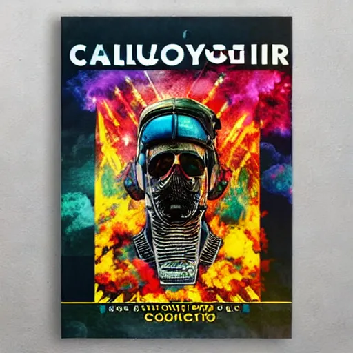 Image similar to calico majesty conquest of radioactive chernobyl power plant psychedelic poster