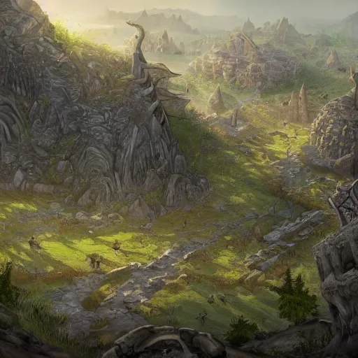 Prompt: hill overlooking a viking city, fantasy, forested, large trees, top down perspective, trending on art-station, high definition, dungeons and dragons, award-winning art