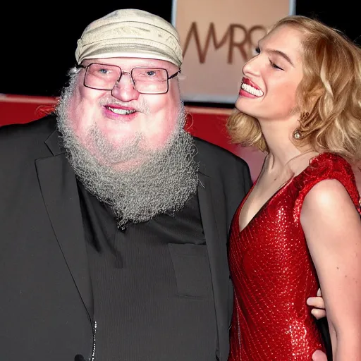 Prompt: george rr martin making out with cerci lannister