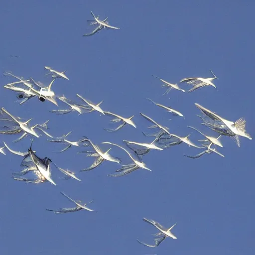 Prompt: flying fish flew by the space station