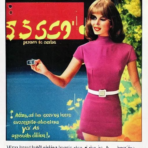 Image similar to advertisement from a 1 9 7 0 s magazine for perfume