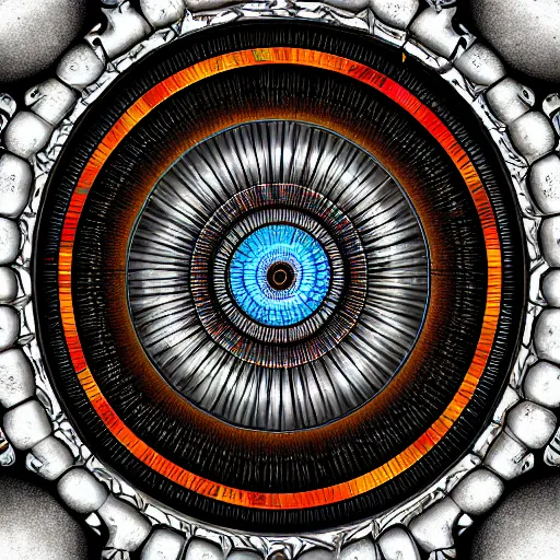 Image similar to a panopticon of the flaming eye of sauron, digital art, detailed