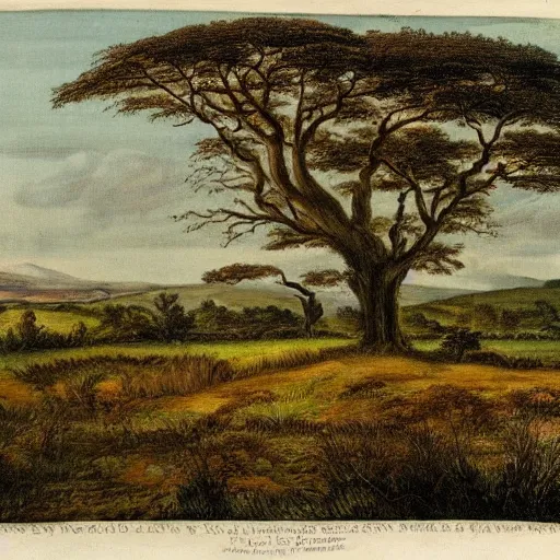 Prompt: Scottish landscape with African Trees n-9