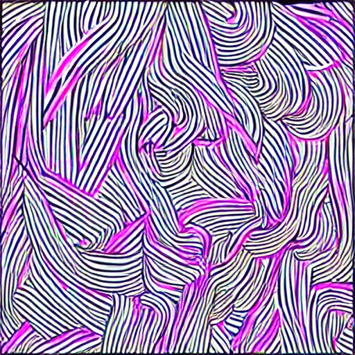 Image similar to synthwave generative art of lines forming the bodies of dancing people in the style of Ad Reinhart