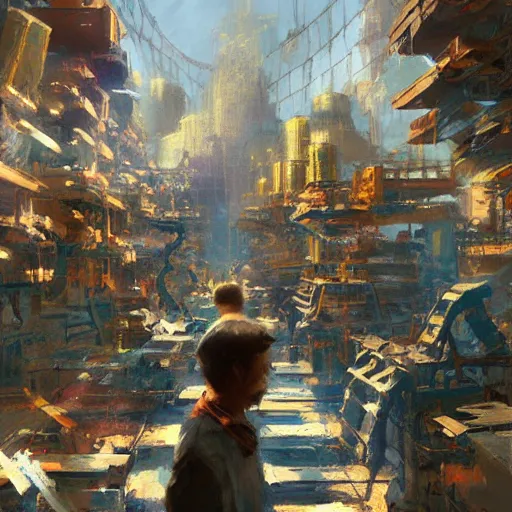 Prompt: The giant pen factory, artwork by Craig Mullins,Movie poster, detailed, trending on artstation