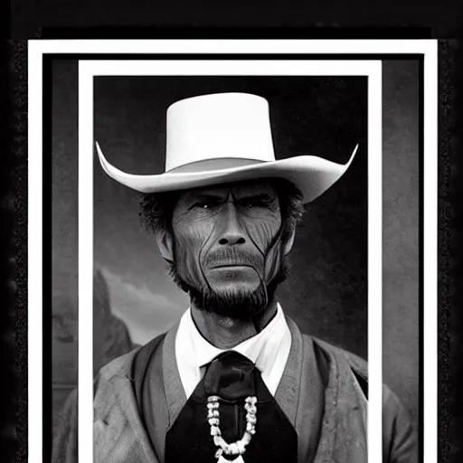 Prompt: an 1 8 0 0 s photo of barrack obama playing the role of clint eastwood, squinting at high noon, in the style of a clint eastwood movie, the good, the bad and the ugly, vibe, glory days, mount rushmore, justice, american flag, independence, patriotism, black and white, artgerm