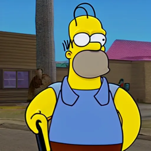 Image similar to Homer Simpson as a Grand Theft Auto 5 character