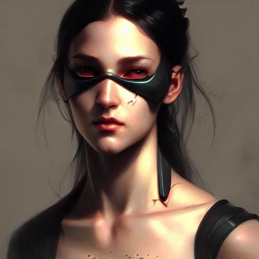 Image similar to a cyberpunk female, symetrical, fantasy, intricate, elegant, rim light, highly detailed, digital painting, artstation, concept art, matte, sharp focus, illustration, art by artgerm and greg rutkowski and william - adolphe bouguereau