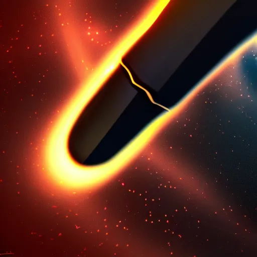 Image similar to concept art of a dagger made of black holes, black hole dagger, 8 k resolution