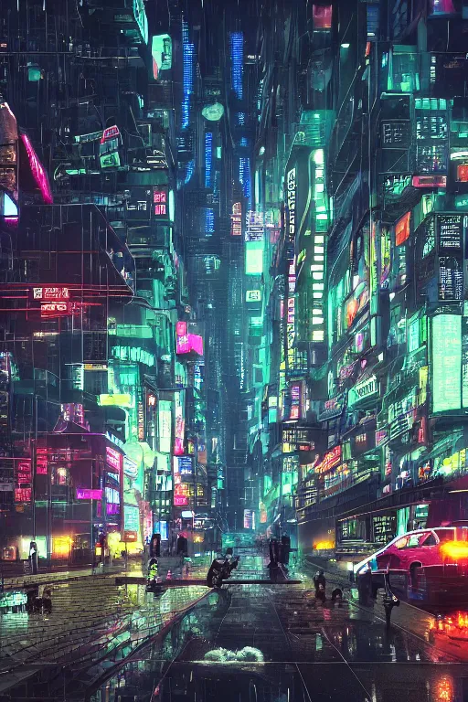 a cyberpunk City with billboards, Hologramm and signs | Stable ...