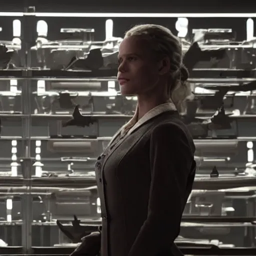 Prompt: Westworld 2016, labs, backrooms, white drone androids performing tasks, sterile, emotionless, cold