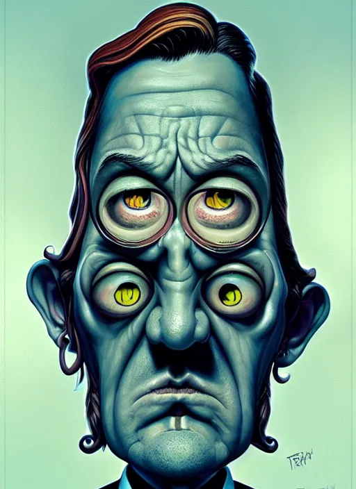 Image similar to lovecraftian portrait of grumpy stephen fry, pixar style, by tristan eaton stanley artgerm and tom bagshaw