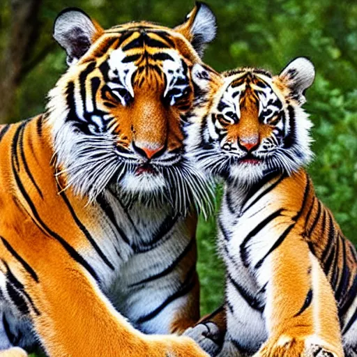 Image similar to photo of two tigers taking a selfie