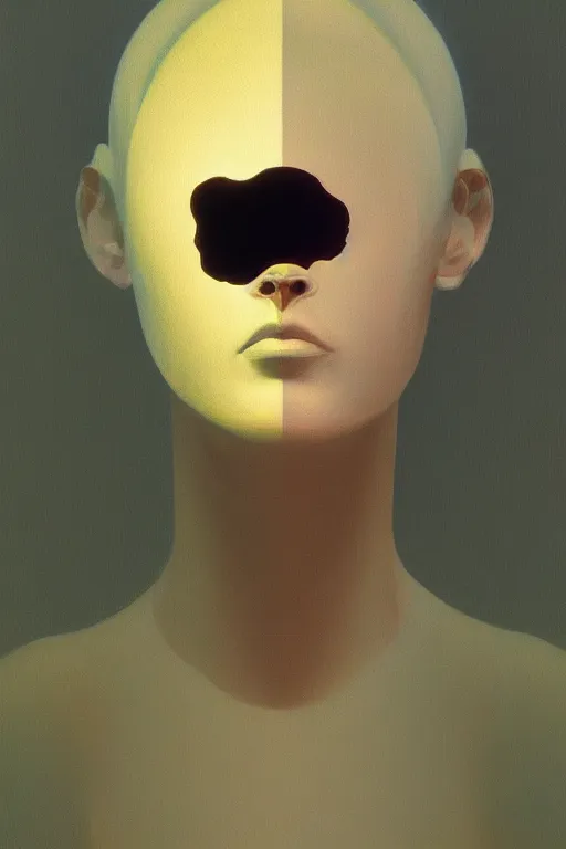Image similar to woman wearing oculus and digital glitch head edward hopper and james gilleard, zdzislaw beksisnski, higly detailed