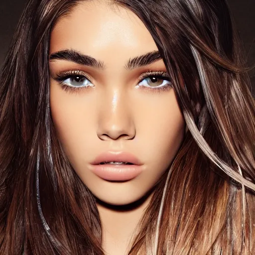 Image similar to 4k,ultra detailed portrait of Madison Beer by Rachel Ruysch