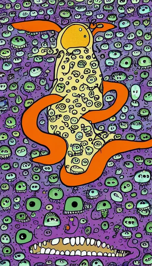 Image similar to a storm vortex made of many demonic eyes and teeth, by allie brosh