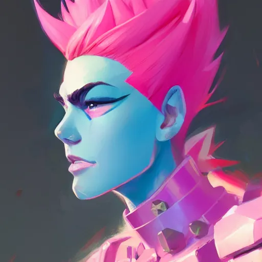 Image similar to female paladin with bright pink mohawk, portrait, behance hd artstation by jesper ejsing by rhads, makoto shinkai and lois van baarle, ilya kuvshinov, ossdraws